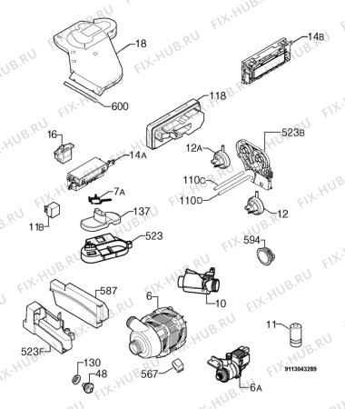 Взрыв-схема посудомоечной машины Juno Electrolux JSI86052X - Схема узла Electrical equipment 268